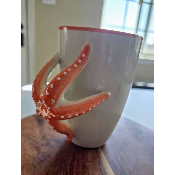 Starfish Mug Ivory Orange Microwave & Dishwasher Safe Nautical 3D World Market - Picture 3 of 8